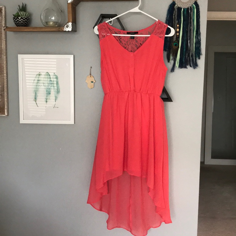 High low coral dress
